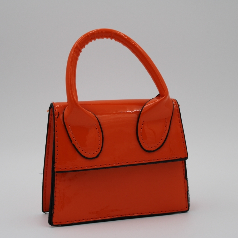 SHEIN Mini Patent Handbag – Orange & Black